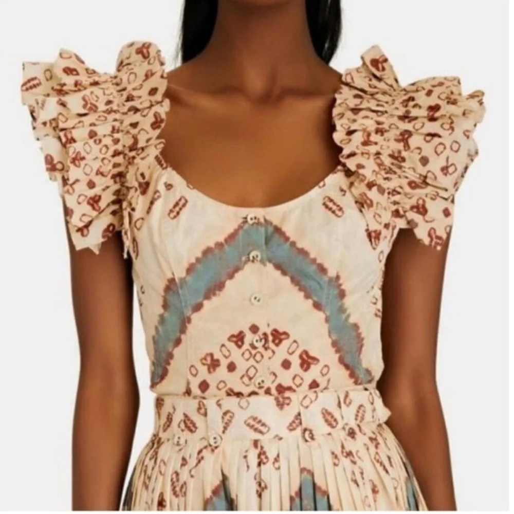 Ulla Johnson Milla Ruffled Button Up Corset Top Boho Western Coachella Size 4 - Picture 6 of 15